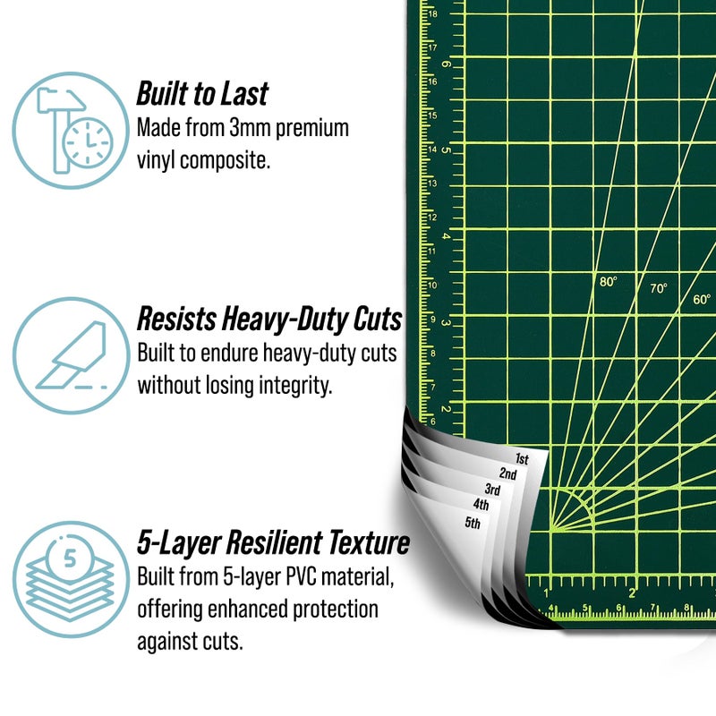 Adir Corp. Adir Professional Self Reversible Healing Cutting Mat, 18 by 36-Inch, Green/Black - Image 3
